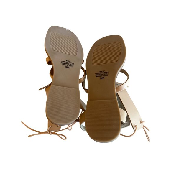 Matisse Womens Lay Up Leather Gladiator Sandals 9M Tan Lace-Up Boho Festival - Picture 5 of 6